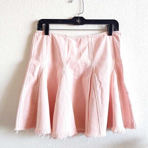 Free People Pink Inverted Pleated Skirt 10 - Picture 2 of 4